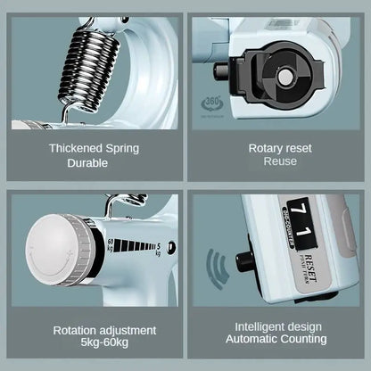 Adjustable Hand Grip Strengthener (5-60Kg) - Build Muscle with Counter for Wrist, Forearm & Hand Training