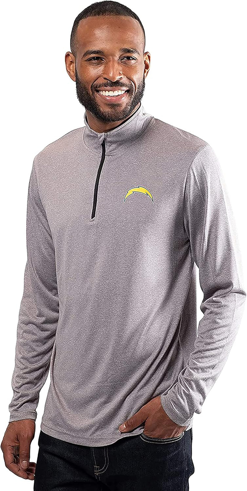 NFL Official Adults Super Soft Quarter Zip Long Sleeve T-Shirt